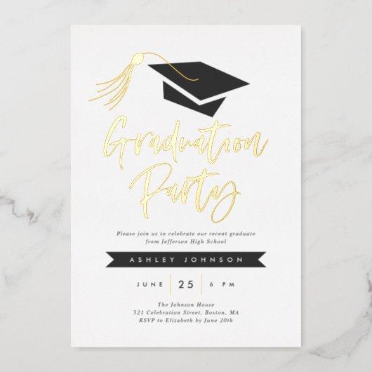Cap and Tassel Graduation Party Foil Invitation