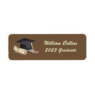 Cap & diploma graduate postage stamp label
