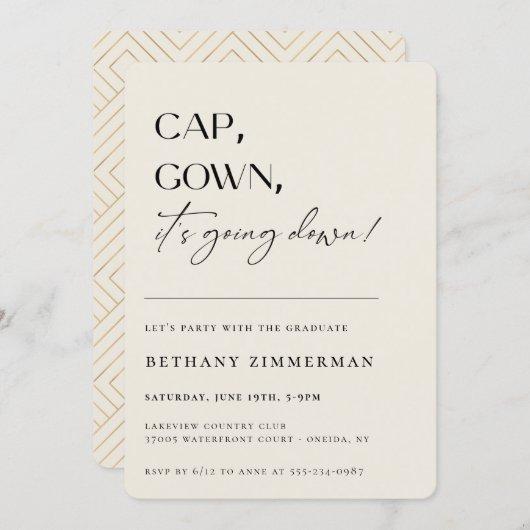 Cap Gown It's Going Down Graduation Party Invitation