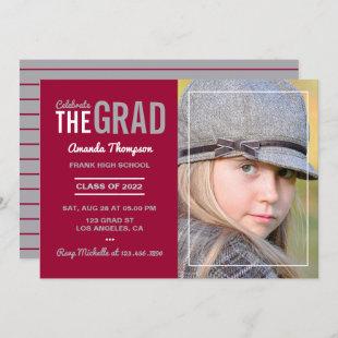 Cardinal and Gray Graduation Party Invitation