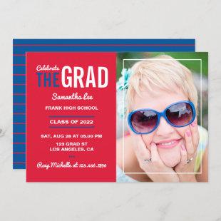 Cardinal Red and Blue Graduation Party Invitation