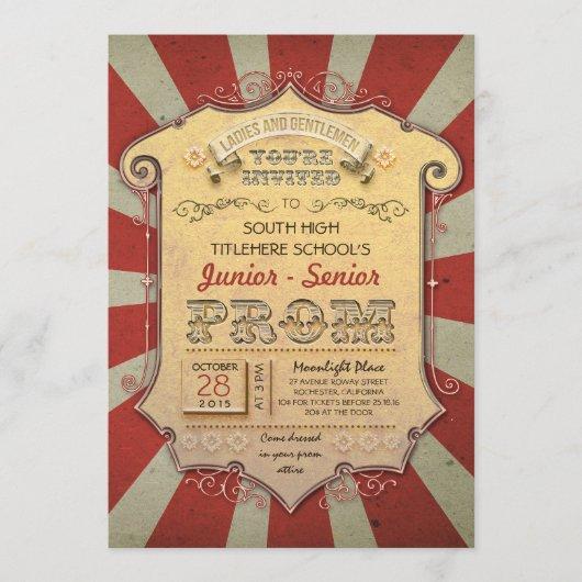 carnival - circus vintage prom invitation