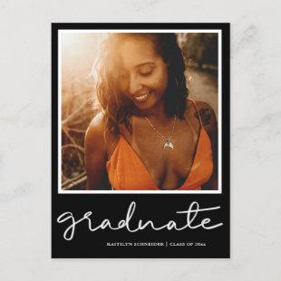 Casual Graduate Script Black | Save The Date Postcard