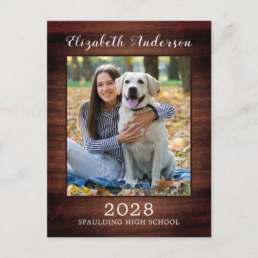 Casual Rustic Photo Wood Graduation Announcement Postcard