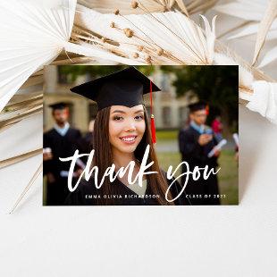 Casual Script and Graduation Photo Thank You Card