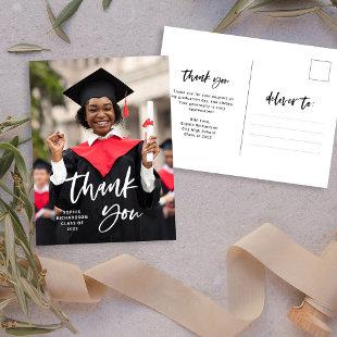 Casual Script and Photo | Graduation Thank You Postcard