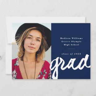 Casual Script Grad | Simple Photo Graduation Announcement