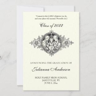 Catholic Classic Elegant Religious Graduation  Inv Invitation