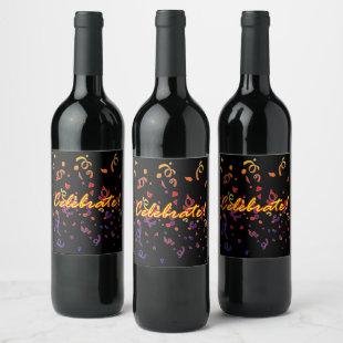Celebrate Confetti Black  Wine Label