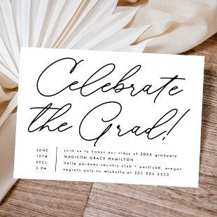 Celebrate the Grad Black Script Graduation Party Invitation