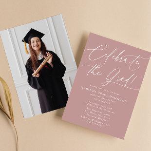 Celebrate the Grad Dusty Rose Graduation Party Invitation
