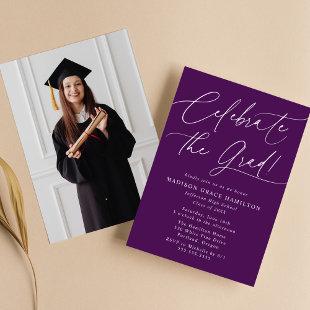 Celebrate the Grad Purple Photo Graduation Party Invitation