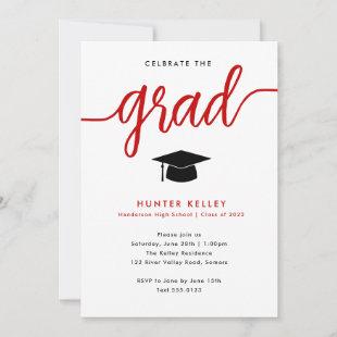 Celebrate the Grad, Red Photo Invitation