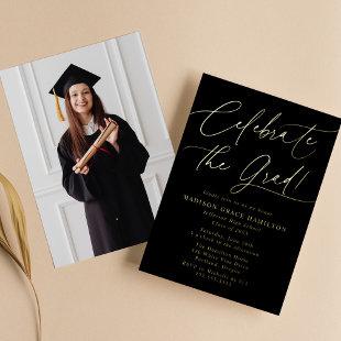 Celebrate the Grad Script Photo Graduation Party Foil Invitation