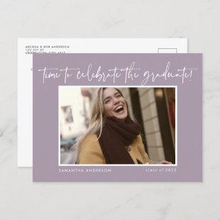 Celebrate the Graduate Lavender Script Graduation  Postcard