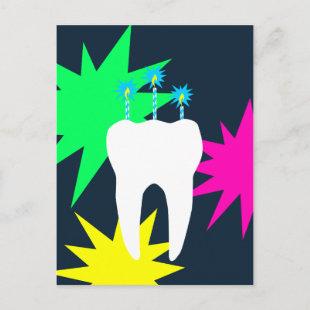 Celebration Tooth with Candles Invitation Postcard