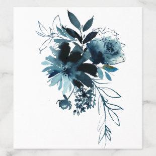 Celestial Navy Blue Floral Wedding Envelope Liner