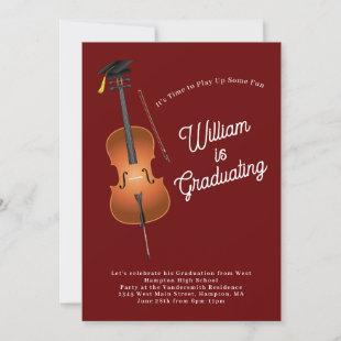 Cello Musician Graduation Party Music Invitation