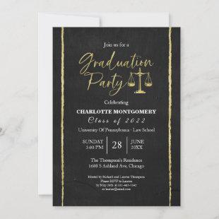 Chalk Black Law School Graduation Party Invitation