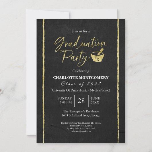Chalk Black Pharmacy School Graduation Party Invit Invitation