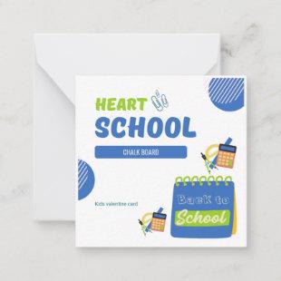 Chalk Board Heart School Kids Valentines  Note Card