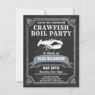 Chalkboard 3 Photo Crawfish Boil Graduation Party Invitation