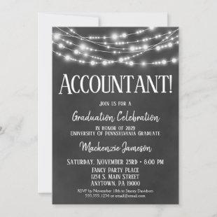 Chalkboard Accountant Graduation Party Invitation