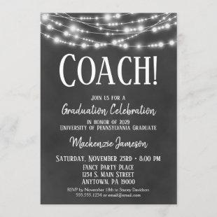 Chalkboard Coach Graduation Party Invitation