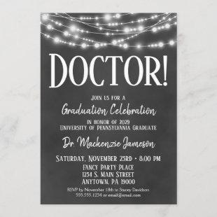 Chalkboard Doctor Graduation Party Invitation