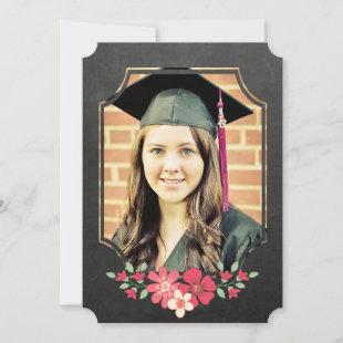 Chalkboard Floral Graduate Class of 2016 Photo Invitation