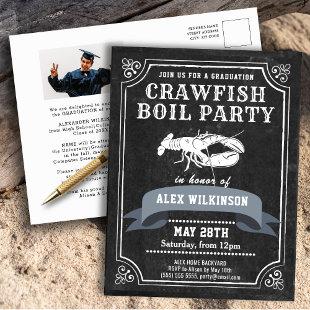 Chalkboard GRAD Photo Crawfish Boil Invitation Postcard