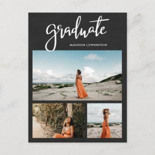 Chalkboard | Graduate Script Rustic Grad Photo Invitation Postcard