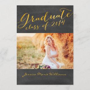 Chalkboard Graduation Party | Gold Foil Invitation