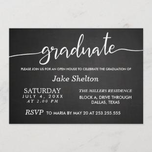 Chalkboard Handwritten Open House Graduation Invitation