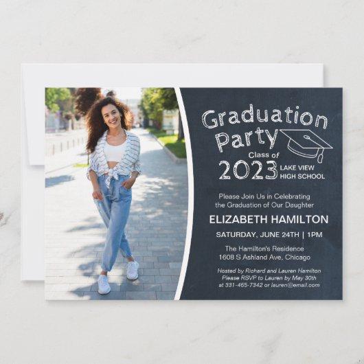 Chalkboard High School Photo Graduation Party Invitation