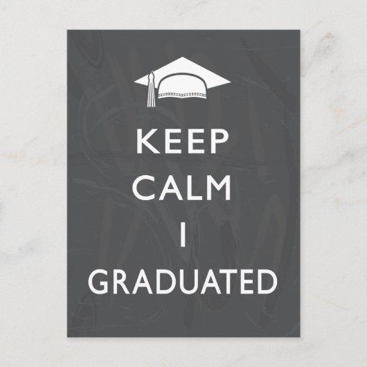 Chalkboard Keep Calm Graduation Thank You Postcard
