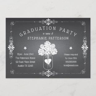 Chalkboard Mason Jar Graduation Party Invitation