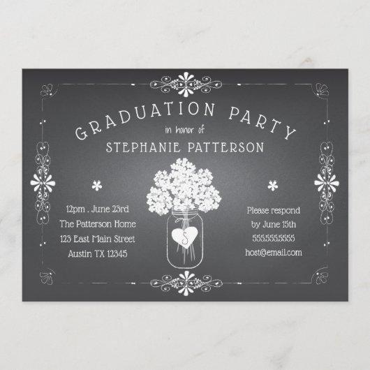 Chalkboard Mason Jar Graduation Party Invitation