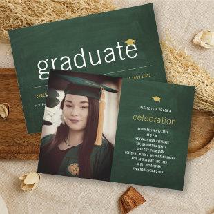Chalkboard Minimal Graduate Photo Graduation Party Invitation