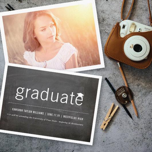 Chalkboard Minimalist Graduate Photo Graduation Announcement