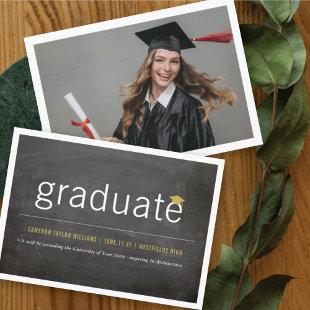 Chalkboard Minimalist Graduate Photo Graduation Announcement