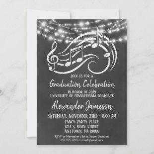 Chalkboard Music Graduation Party Invitation