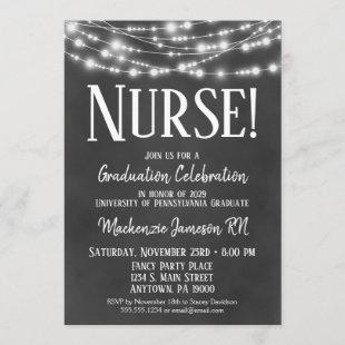 Chalkboard Nurse Graduation Party Invitation