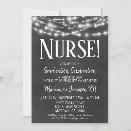 Chalkboard Nurse Graduation Party Invitation