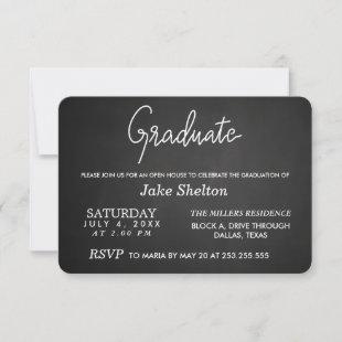 Chalkboard Open House Graduation | Handwritten Inv Invitation