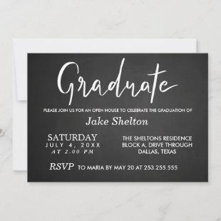 Chalkboard Open House Graduation Script Invitation