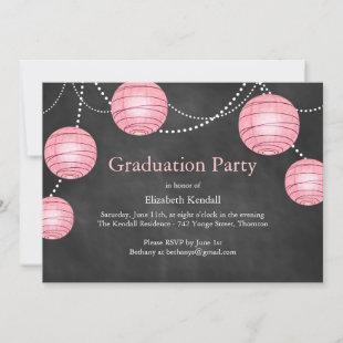 Chalkboard Party Lantern Graduation Invitation