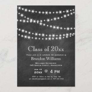 Chalkboard Party Lights Graduation Invitation