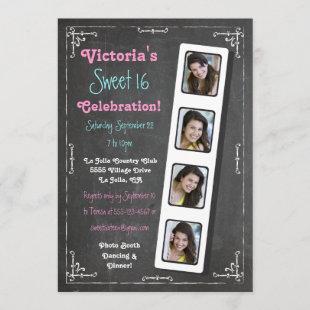 Chalkboard Photo Booth Party Invitations