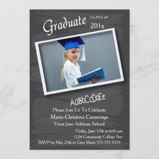 Chalkboard Photo Frame Graduation Invitation